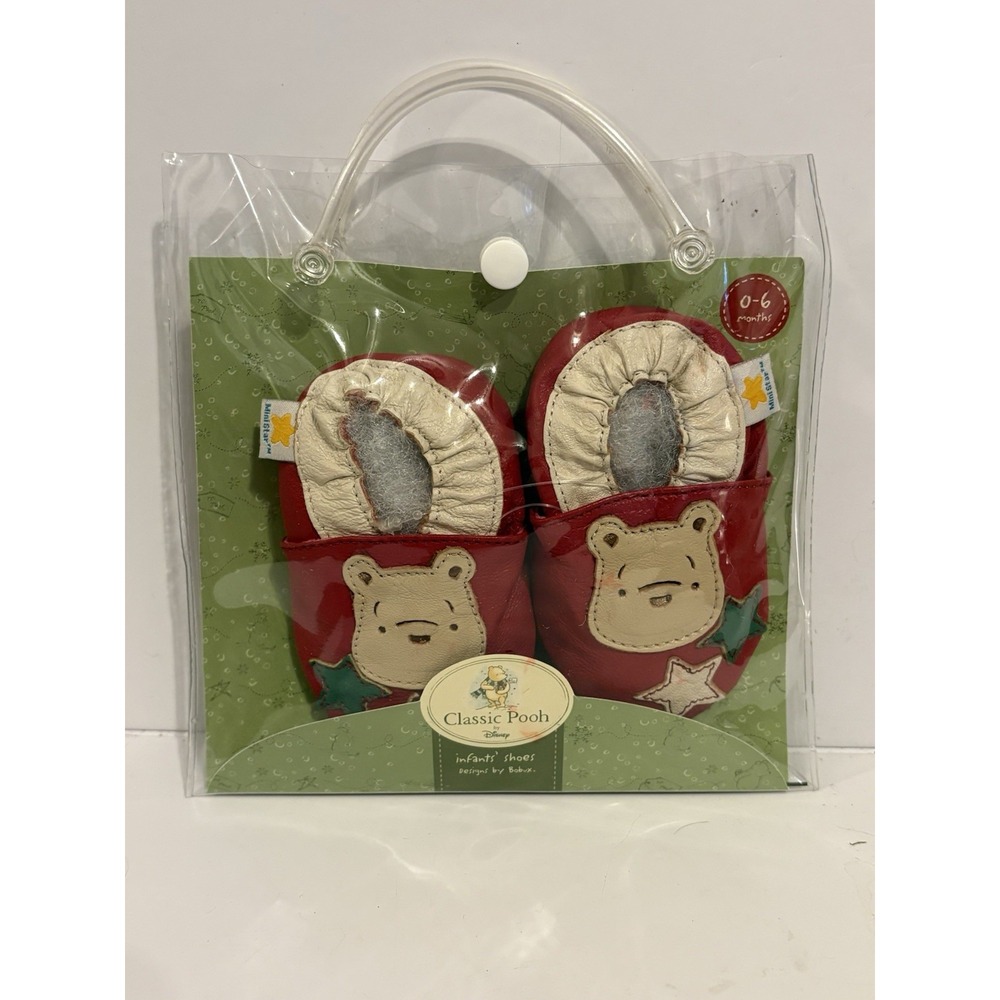Disney Classic Pooh Bobux Baby First Christmas Leather Shoes 0-6M 2007 NIP